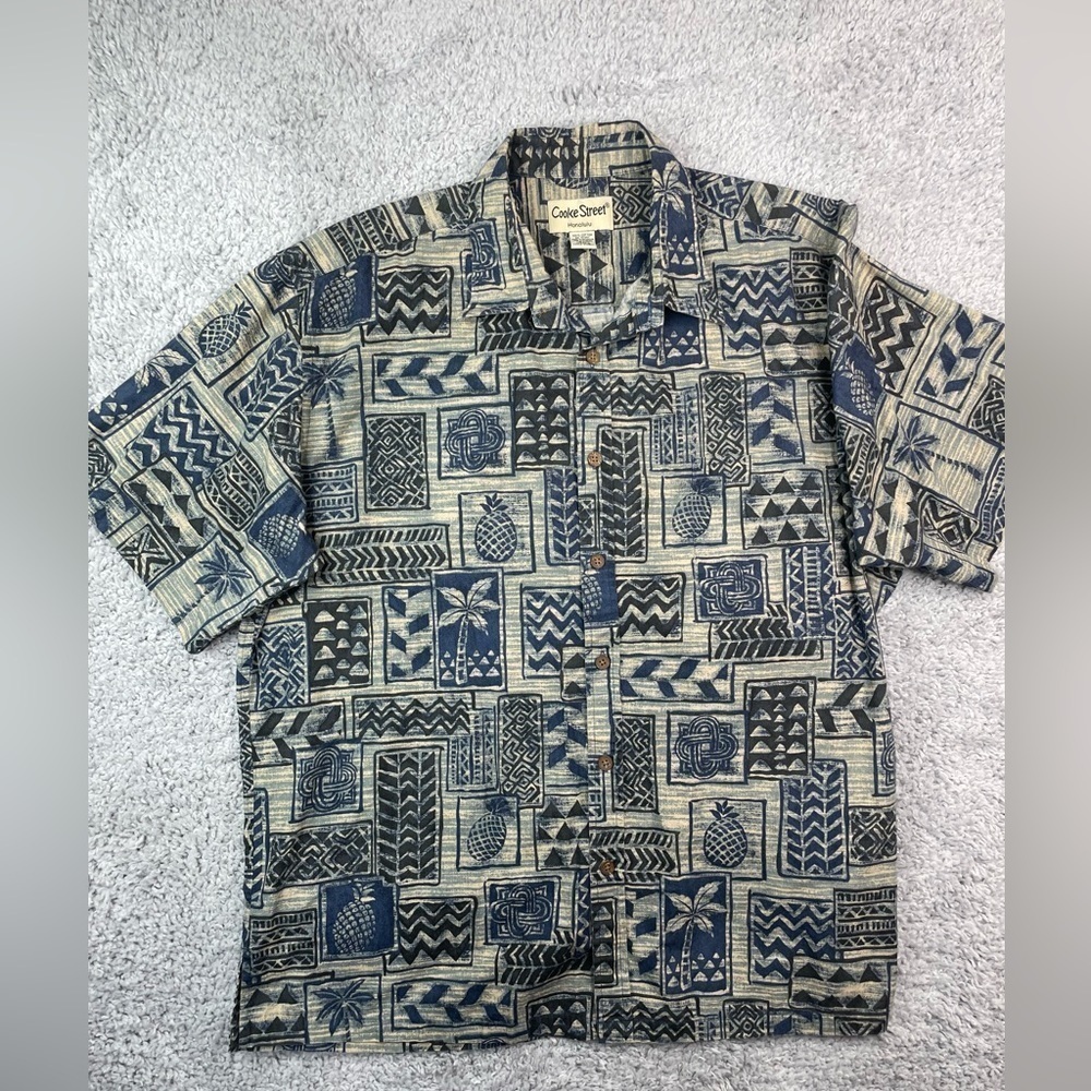 Cooke Street Shirt Mens 2XL Hawaiian Palm Tree Pineapple Abstract Button Up